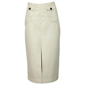 Autre Marque Alexa Chung Midi Saia Lápis em PVC Creme Branco Branco Cru