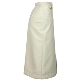 Autre Marque-Alexa Chung Midi Pencil Skirt in White Cream PVC-White,Cream