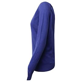Sandro-Sandro Paris Pullover mit offenem Rücken und Schleifen aus blauer Baumwolle-Blau