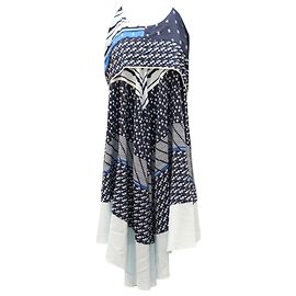 Jonathan Simkhai Asymmetric Printed Dress in Blue Silk Other