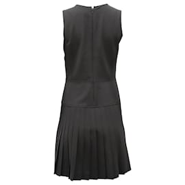 Theory-Theory Pleated Dress in Black Wool-Black