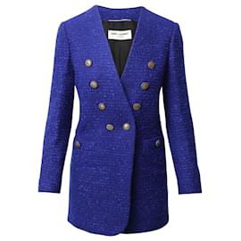 Saint Laurent-Blazer Saint Laurent Tweed em lã azul-Azul