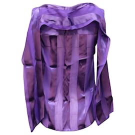 Alice + Olivia-Blusa tipo túnica sin mangas con paneles y cuello anudado en seda violeta de Alice + Olivia Gwenda-Púrpura