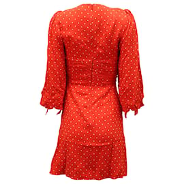 Céline-Celine Polka Dot Mini Dress in Red Viscose-Red