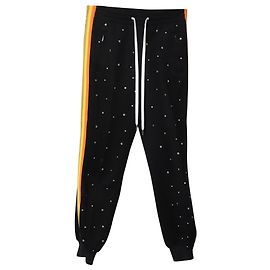 Calça esportiva Miu Miu embelezada de cristal em algodão preto Preto