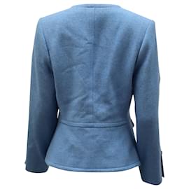 Yves Saint Laurent-Yves Saint Laurent Gold Buttoned Blazer in Light Blue Wool-Blue,Light blue