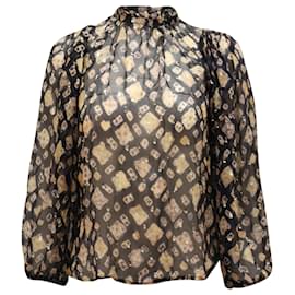 Ulla Johnson-Ulla Johnson Printed See Through Blouse in Multicolor Silk-Black