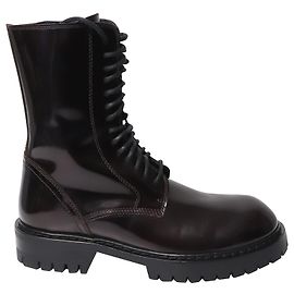 Ann Demeulemeester Combat Boots en Charol Burdeos Burdeos