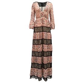 Vestido largo estampado con paneles de encaje en poliéster multicolor Darren de Alice + Olivia Otro