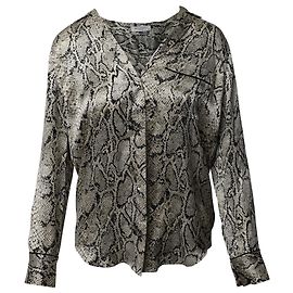 Equipment Snake Skin Print Button Down Blouse in Multicolor Silk Other Python print