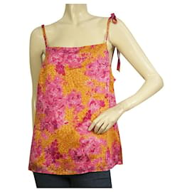 Ted Baker-Ted Baker Fuchsia Mustard Floral Sleeveless Camisole Blouse Top - Size 3-Multiple colors