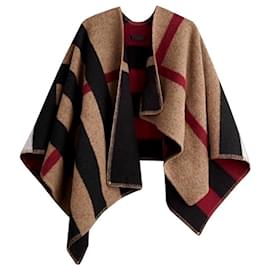 Burberry-Poncho cape Burberry check wool and kosher blanket-Beige