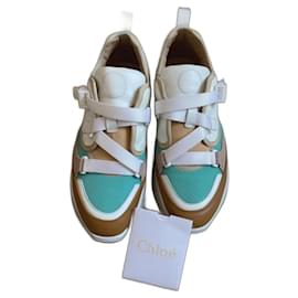 Chloé-Sneakers Sonny-Marrone,Bianco,Turchese