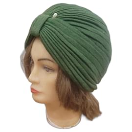 Autre Marque-Vintage grüne Turban-Kappe Bandeau-Hut-Grün