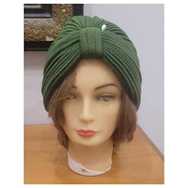 Autre Marque-Vintage grüne Turban-Kappe Bandeau-Hut-Grün