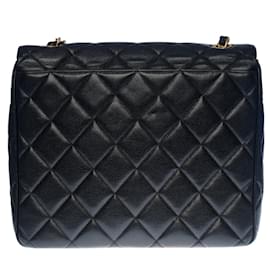 Chanel-Splendid Chanel Maxi Flap bag handbag in black quilted caviar leather, garniture en métal doré-Black