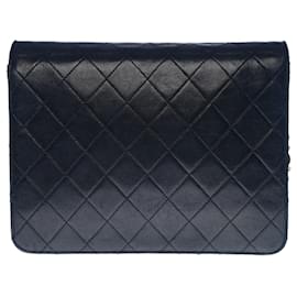 Chanel-Very beautiful Chanel Classique flap bag handbag in black quilted leather, garniture en métal doré-Black