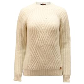 Tod's-Tod's Cable Knit Sweater in Cream Wool-White,Cream