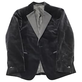 Theory-Theory Chambers Velvet Tuxedo Blazer in Black Cotton-Black
