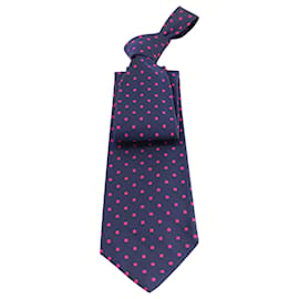 Ralph Lauren-Cravatta a pois con etichetta viola di Ralph Lauren in seta blu navy-Blu navy
