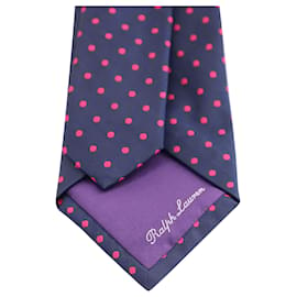Ralph Lauren-Gravata de bolinhas com etiqueta roxa Ralph Lauren em seda azul marinho-Azul marinho