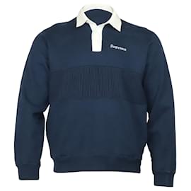 Supreme-Supreme Rugby Sweatshirt in Navy Blue Cotton-Blue,Navy blue