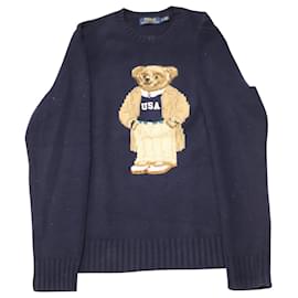 Polo Ralph Lauren-Polo Ralph Lauren Bear Sweater in Navy Blue Wool-Navy blue