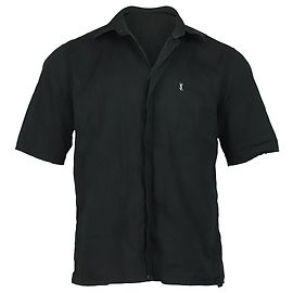 Yves Saint Laurent Vintage Kurzarm-Button-Down-Hemd aus schwarzer Baumwolle Schwarz