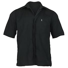 Yves Saint Laurent-Yves Saint Laurent Vintage Short-Sleeve Button Down Shirt in Black Cotton-Black