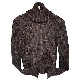 Pull à col roulé Chanel noir en laine Noir