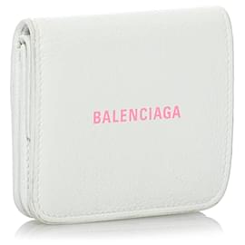 Balenciaga-Balenciaga White Everyday Bi-fold Leather Small Wallet-White
