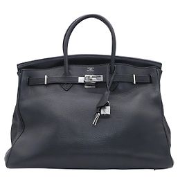 Hermès HERMES BIRKIN 40 Borsa Hardware Palladio in Pelle Togo Nera Nero