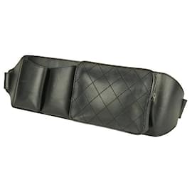 Chanel-Chanel unisex pouch in black matelassé leather-Black