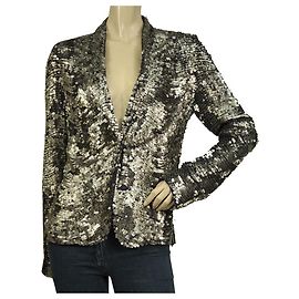 Antik Batik Walice Purple Silver Sequined Blazer Cardigan Jacket size S / 38 Dark purple
