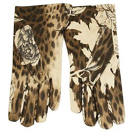 Roberto Cavalli Freedom Leather Jaguar & Tattoo Silk Lining Gloves size 8 Multiple colors