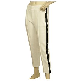 Moncler White & Black Side Stripe Cropped Sporthose Hose Größe S Weiß