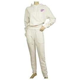 Dsquared2-Dsquared2 Sudadera blanca de algodón con capucha y pantalones de chándal Sport Lounge Set talla XS-Blanco