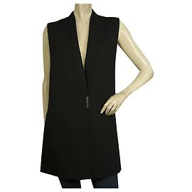 Helmut Lang Black Sleeveless Long Vest Gillet Jacket size L Black