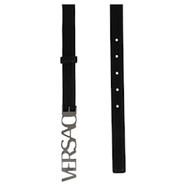 Versace-Logo Leather Belt-Black