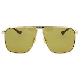Gucci-Aviator-Style Metal Sunglasses-Golden,Metallic