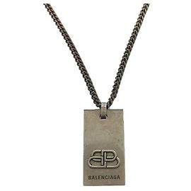 Balenciaga / Collana con placca con logo BB / SLV Argento