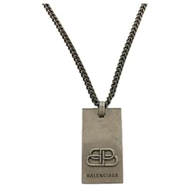 Balenciaga-Balenciaga / BB Logo Plate Necklace / SLV-Silvery