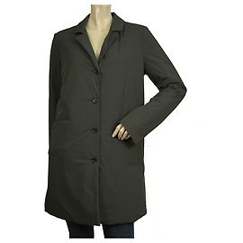 Aspesi Woman's Anthracite Gray Polyamide Padded Collared Jacket Coat size S Dark grey