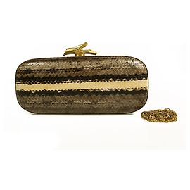 Diane Von Furstenberg Minaudiere Lytton Frame Long Clutch couro pele de cobra Multicor