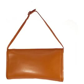 Christian Louboutin-Christian Louboutin tan leather long clutch flap top closure and removable strap-Caramel