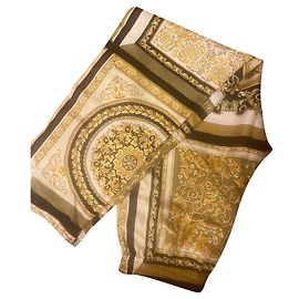 Pantalones Versace de seda amarillo Amarillo