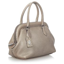 Fendi-Fendi Brown Selleria Leather Handbag-Brown,Beige