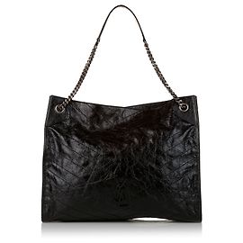 Saint Laurent Große Niki Lackleder-Einkaufstasche in Schwarz Schwarz