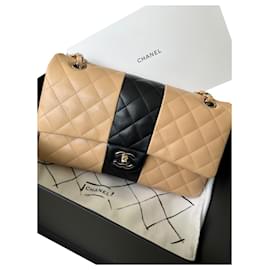Chanel-Classic bicolor lined flap-Beige