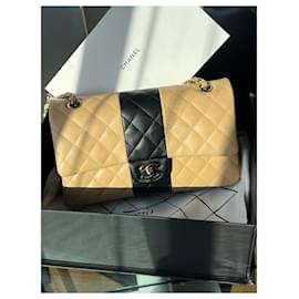 Chanel-Classic bicolor lined flap-Beige